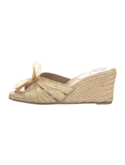Pre-owned Christian Louboutin Jute Bow Accents Espadrilles