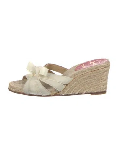 Pre-owned Christian Louboutin Jute Bow Accents Espadrilles In Neutral
