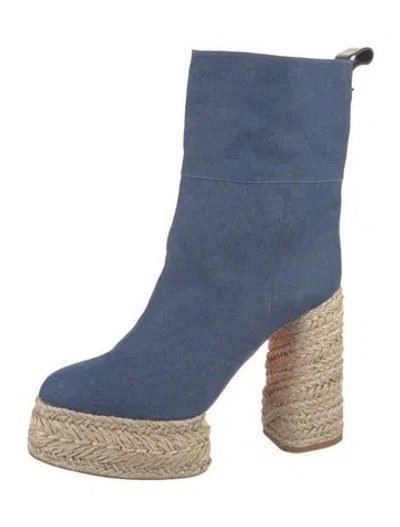 Pre-owned Christian Louboutin Jute Colorblock Pattern Boots In Blue