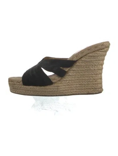 Pre-owned Christian Louboutin Jute Colorblock Pattern Espadrilles In Black