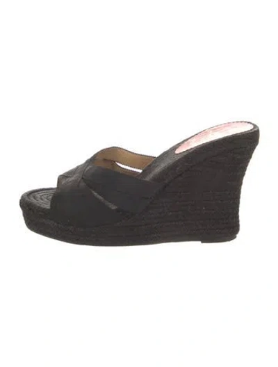 Pre-owned Christian Louboutin Jute Espadrilles In Black