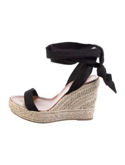 Pre-owned Christian Louboutin Jute Espadrilles In Black