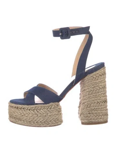 Pre-owned Christian Louboutin Jute Espadrilles In Blue