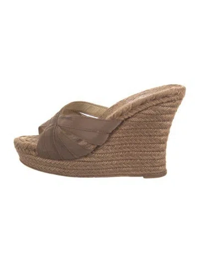 Pre-owned Christian Louboutin Jute Espadrilles In Brown