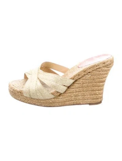 Pre-owned Christian Louboutin Jute Espadrilles In Gold/metallic