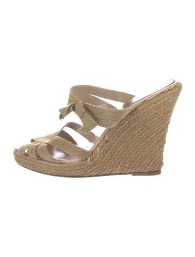 Pre-owned Christian Louboutin Jute Glitter Accents Espadrilles In Neutral