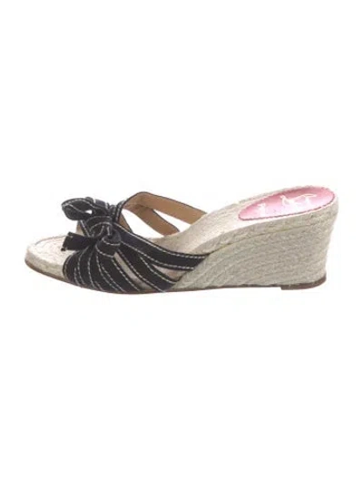 Pre-owned Christian Louboutin Jute Striped Espadrilles In Black