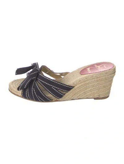Pre-owned Christian Louboutin Jute Striped Espadrilles In Black/neutrals