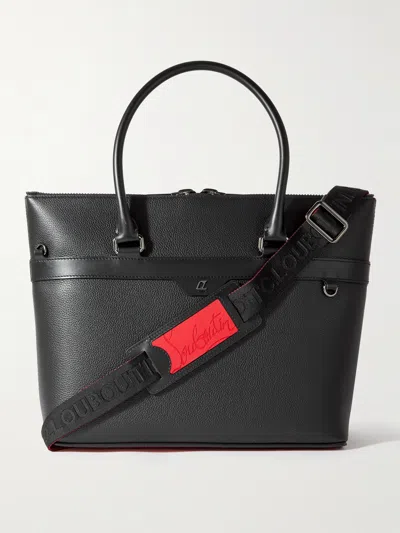Christian Louboutin Kabiker 2.0 Rubber-trimmed Full-grain Leather Tote Bag In Black