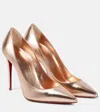 Christian Louboutin Kate 100 Metallic Leather Pumps In Brown