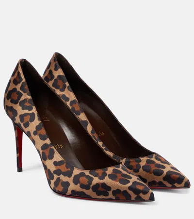 Christian Louboutin Kate 85 Leopard-print Satin Pumps In Multicoloured