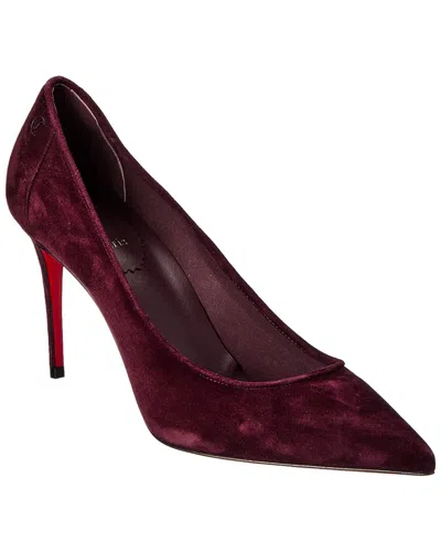 Christian Louboutin Stylish Pointed Toe Suede Pumps In Burgundy