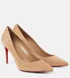 Christian Louboutin Kate 85 Suede Point-toe Pumps In Beige