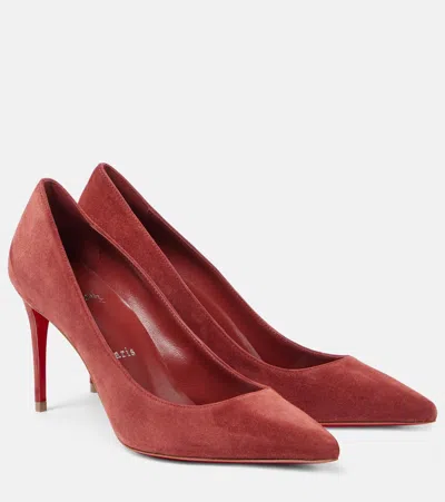 Christian Louboutin Kate 85 Suede Point-toe Pumps In Red