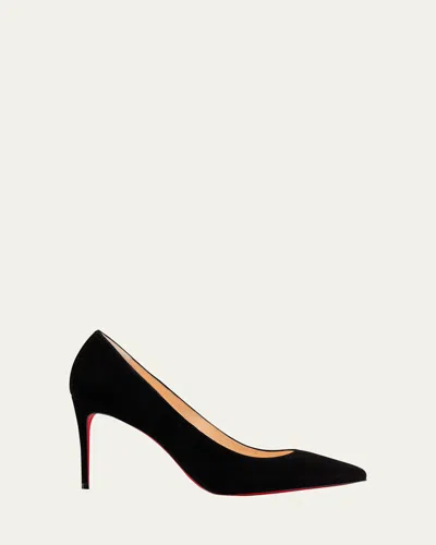 Christian Louboutin Kate 85mm Suede Red Sole Pumps In Black