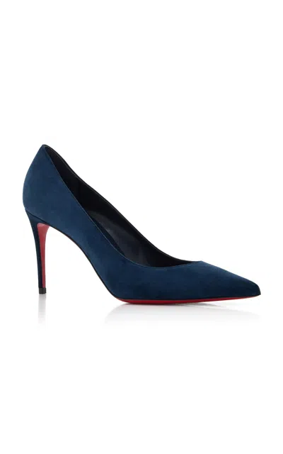 Christian Louboutin Kate 85mm Velour Pumps In Blue