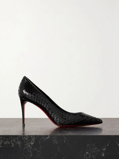 Pre-owned Christian Louboutin Kate Birdy 85mm Embossed Black Leather Healed Pumps Ss24