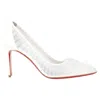 Christian Louboutin Apostropha Mesh Strass Red Sole Pumps In White