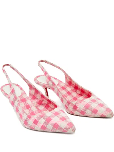 Pre-owned Christian Louboutin Kate Gingham Slingback Pumps In Pink