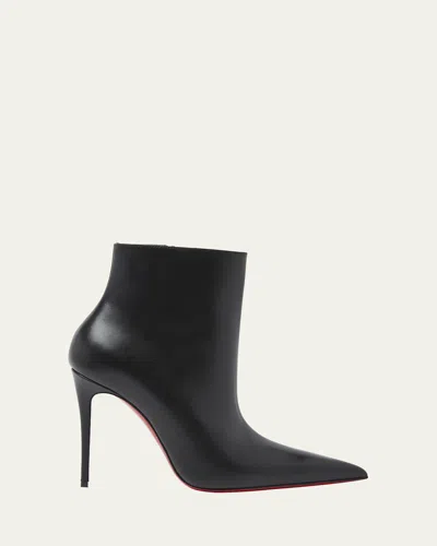 CHRISTIAN LOUBOUTIN KATE LEATHER RED SOLE STILETTO BOOTIES