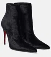 Christian Louboutin Kate Max 100 Velvet Ankle Boots In Black