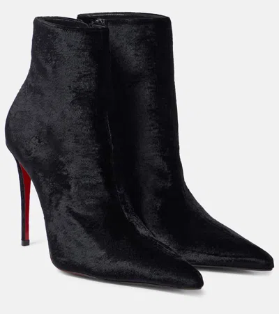 Christian Louboutin Kate Max 100 Velvet Ankle Boots In Black