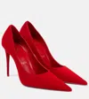Christian Louboutin Kate Max 100 Velour Point-toe Pumps In Rot
