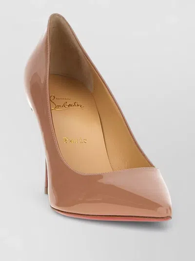 Christian Louboutin Kate Pointed Toe Patent Finish Pumps In Neutral
