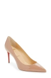 Christian Louboutin Kate Pointed Toe Patent Leather Pump In Nude