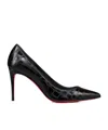 Christian Louboutin Kate Embossed Patent Red Sole Pumps In Black
