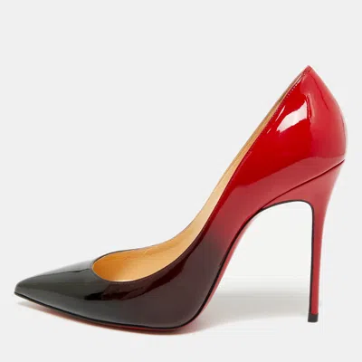 Pre-owned Christian Louboutin Kate Size 37 Red/black Patent Leather Pumps