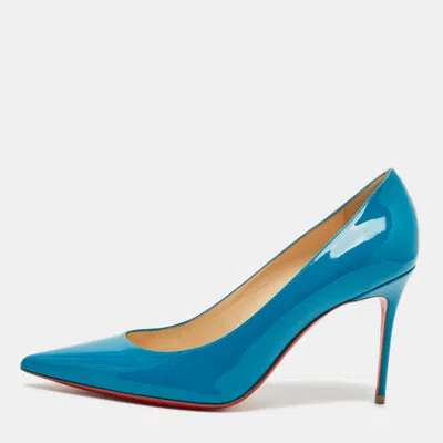 Pre-owned Christian Louboutin Kate Size 41 Blue Patent Leather Pumps