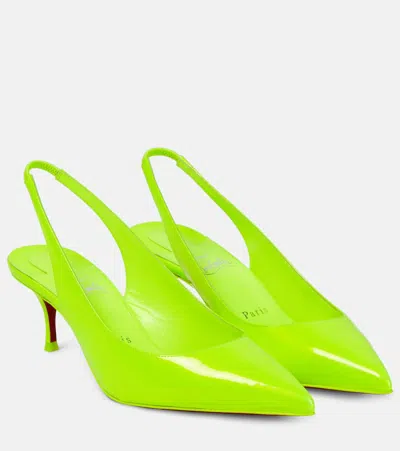 Christian Louboutin Slingback-pumps Kate Sling 55 Aus Lackleder In Fluo Yellow/lin Fluo Yellow