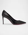 Christian Louboutin Kate Specchio Red Sole Leather Pumps In Black