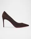 Christian Louboutin Kate Suede Red Sole Classic Pumps In Brown