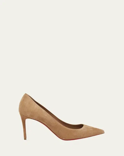 Christian Louboutin Kate Suede Red Sole Classic Pumps In Light Brown