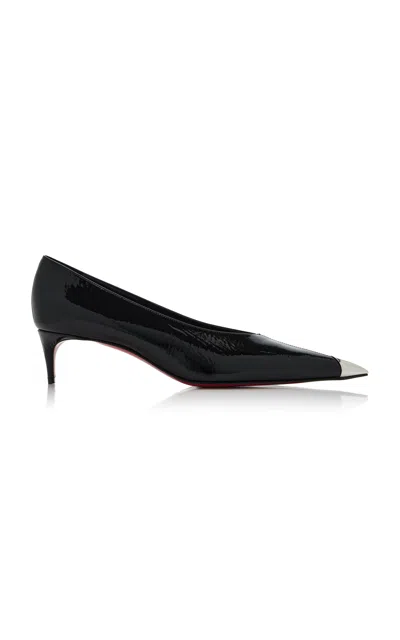 Christian Louboutin Katissima Metal Cap-toe Leather Pumps In Black