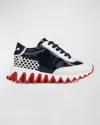 Christian Louboutin Kid's Mini Shark Flat Red Sole Runner Sneakers, Toddlers/kids In Marine/white