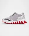 Christian Louboutin Kid's Mini Shark Metallic Leather And Mesh Sneakers, Toddler/kid In Silver