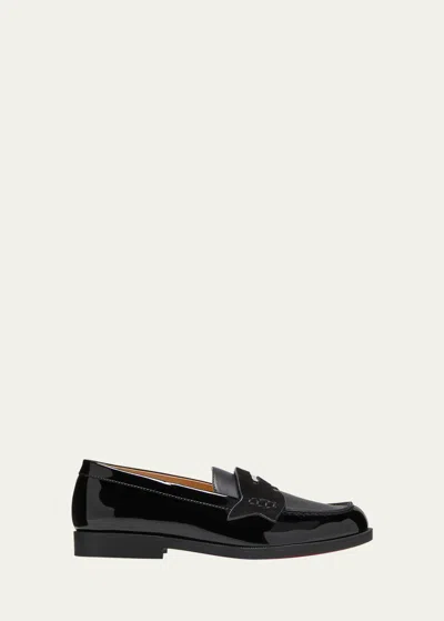 Christian Louboutin Kid's Penny Calf Leather Loafers In Black