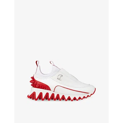 Christian Louboutin Bianco/loubi Kids' Mini Sharkyloub Leather Low-top Trainers Eur 32 / 13 Uk