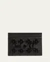 Christian Louboutin Kios Card Case In Leather With Loubinthesky Spikes In Black