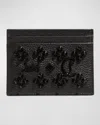 Christian Louboutin Kios Card Case In Leather With Loubinthesky Spikes In Black