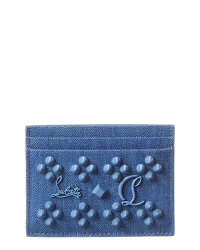 Christian Louboutin Kios Denim Card Holder In Blue