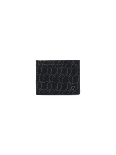 Christian Louboutin Kios Jacquard Monogram Card Holder In Black
