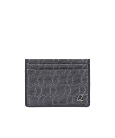 Christian Louboutin Kios Jacquard Monogram Card Holder In Black