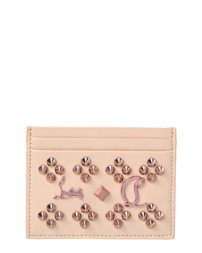 Christian Louboutin Kios Leather Card Case In Sand