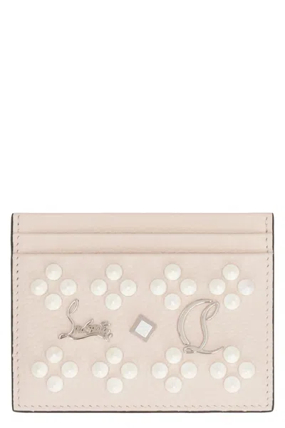Christian Louboutin Kios Leather Card Holder In Panna
