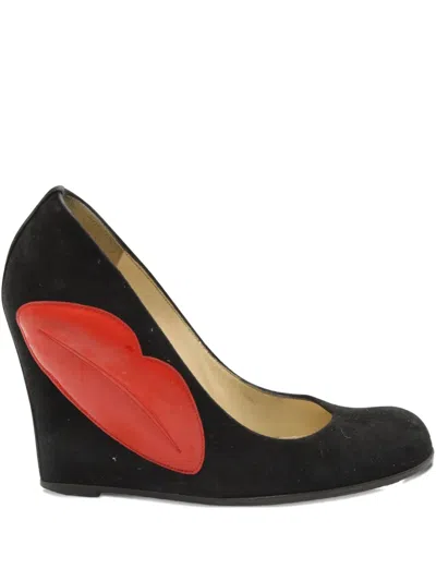 Pre-owned Christian Louboutin Kiss Me Wedge Pumps In Black