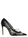 Christian Louboutin Km Lace 100 Suede-trimmed Pumps In Black